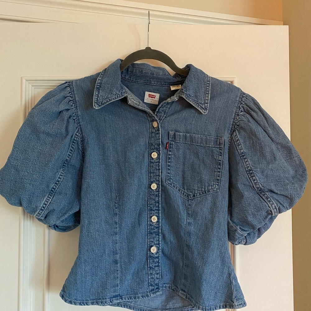 Levi’s Roxy Puff Sleeve Button Up Blouse - Picture 3 of 8